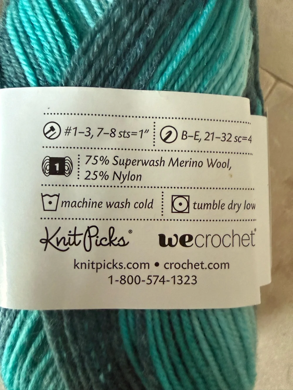 Felici Seven Seas Fingering Weight Yarn - Teal & Gray 2 Skeins Seven Seas